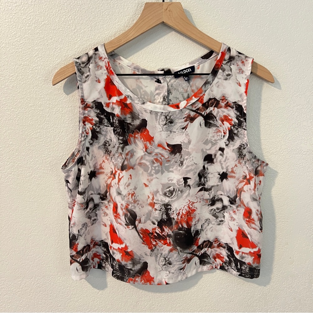 Tildon Abstract Tie Dye Print Chiffon‎ Boxy Relaxed Fit Sleeveless Top Size M